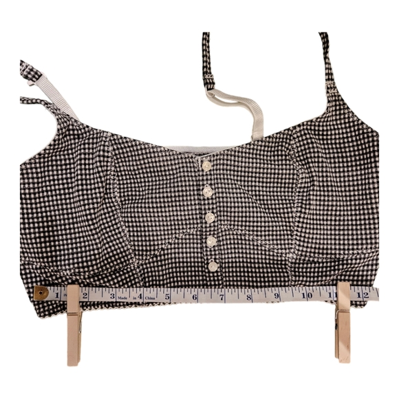 Free People Bralette Black and White Size Medium NWT Button Accent - Picture 7 of 9